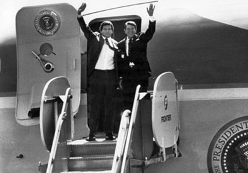 Larry s prezidentem USA Ronaldem Reaganem v roce 1987